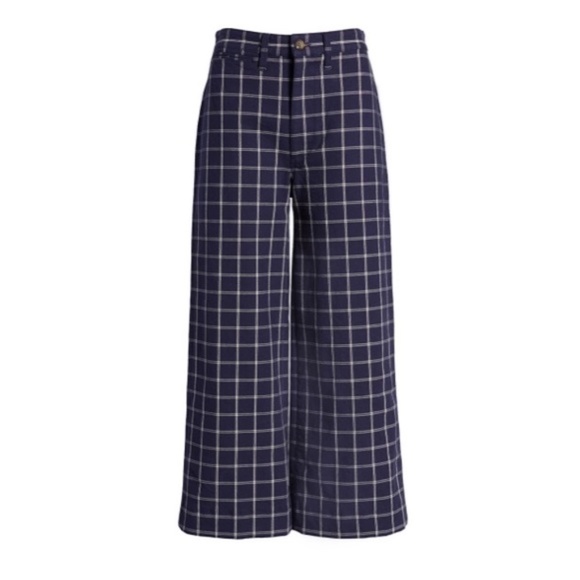 Madewell Denim - Madewell navy plaid - wide leg pants (size 30)